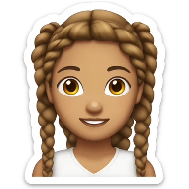 Girl emoji, brownskinned with two fishtail braids and a white bow in the back sticker