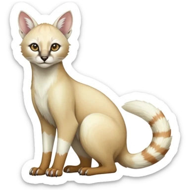 Colorful albino soft smooth silky pale light pastel white glorious divine exotic cute cool beautiful fantasy-caracal-civet-genet-sergal-vernid-Cacomistle-Trico-oncilla-animal-Fakémon-hybrid-fursona (full body) sticker