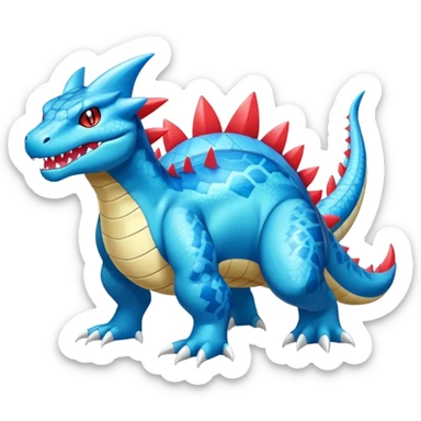 Shiny Exotic Colorful epic Gabite-Salamence-Koraidon-Feraligatr-Fakémon-hybrid-creature (full body)  sticker
