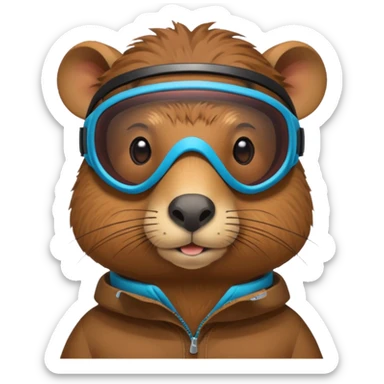 Capibara con lentes para nieve sticker