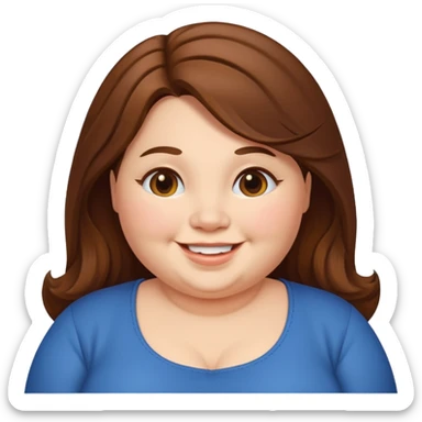 chubby lady with long brown hair sticker