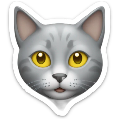 gray cat with yellow eyes and a green hood that smiles sticker