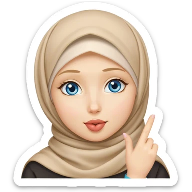 Hijab Girl with blond hair blue eyes beautiful finish and sending kisses  sticker