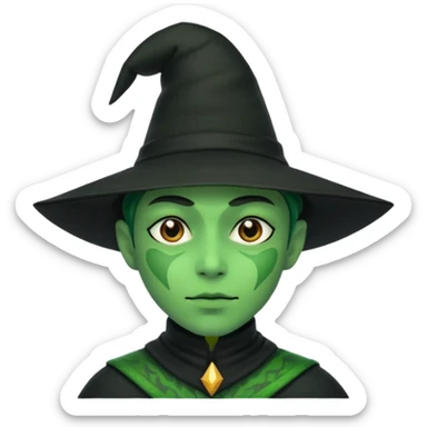 Green skin-colored with with a black, pointy hat sticker