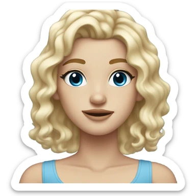 Blond wavy hair with brown roots , blue eyes, white skin, freckles and long eyelashes  sticker
