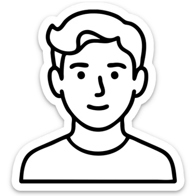 Kenan Yildiz as a simple icon, clean lines, minimal details, recognizable hairstyle and facial features, modern icon style sticker