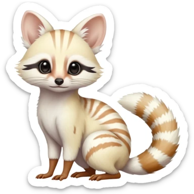 White albino pastel Genet-Numbat-Cacomistl-Tamarin-Tanuki-fusion-hybrid (full body) sticker