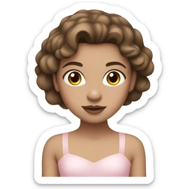girl with WHITE SKIN, brown hair, pink lips, and ballerina pink soft sticker