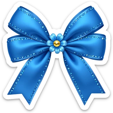 blue flower bow with glitter sticker