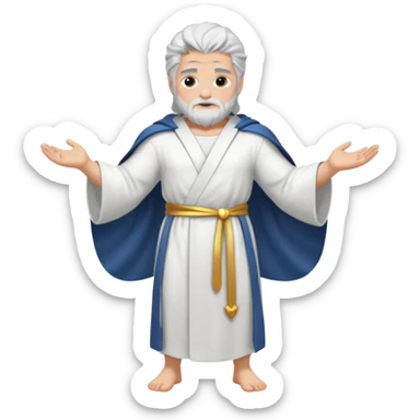 fullbody silverhair god ZEUS, white robe over shoulder, armsdown sticker