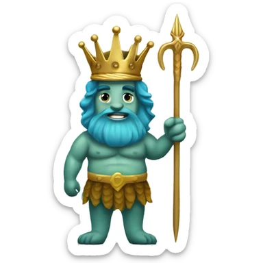 King masculine Merman with trident  sticker