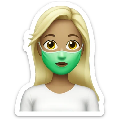 blonde girl with green facemask skincare product sticker