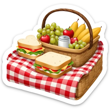 picnic with red and white checkered blanket sticker