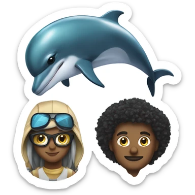 A dolphin chilling next to a panther next to a maverick  sticker