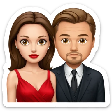 leonardo di caprio and Angelina Jolie in a red dress sticker
