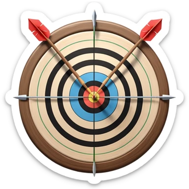 A bow with arrows drawn and ready, aimed at a target with concentric rings. The focus is on the elegance and precision of archery, with the target clearly visible in the background, symbolizing skill and concentration in the sport. sticker