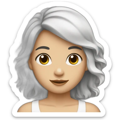 Fille avec des tâches de rousseur la peau blanche et les cheveux longs noir sticker