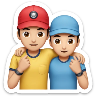 2 friendly pokemans one helping the other get up  sticker