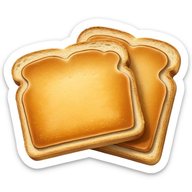 pair of crisp rectangular toast slices, golden-brown edges, airy texture, stacked or overlapping, soft lighting, subtle shadows, emoji scale sticker