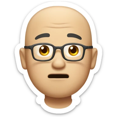  a 35-year old, male, bald Asian man, wearing glasses, inquisitive, confused, scratching the back of his head in confusion,  sticker