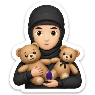 Ninja with teddy bear toy  sticker