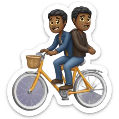 two men riding on a bike sticker