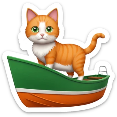 Cat standing on a the edge of an boat  sticker