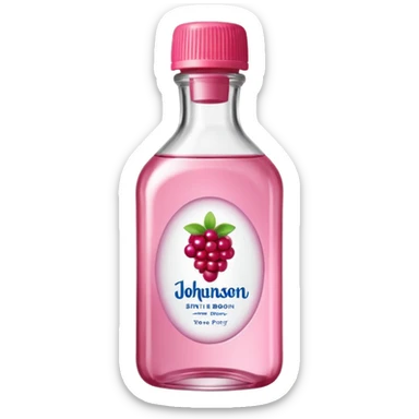 realistic Johnson and Johnson style bottle pink cap pink logo clear bottle with berry party logo with diddy oil and a berry on top bottle sticker