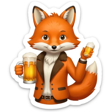 Un renard style manga qui tien une bierre marqué pmusama sticker