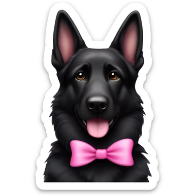 Cute All Black German shepherd dog with pink bow on its head sticker