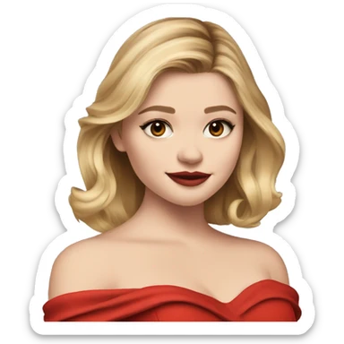 Chloe grace moretz wearing off the shoulder red dress sticker