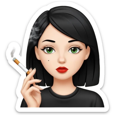 white girl with black hair smoking a blunt  sticker