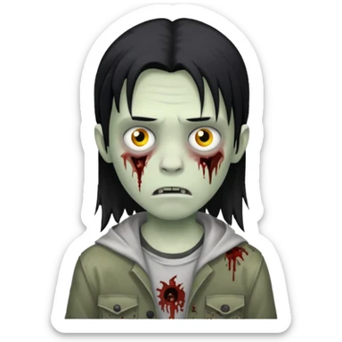 Menino de cabelo não muito grande liso preto zumbi sticker