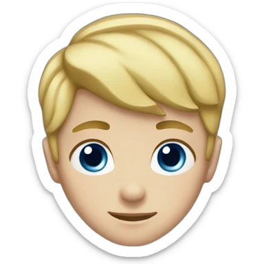 boy with short blonde hair and blue eyes, vertical scar on face sticker