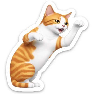 N orange cat flipping off a black-and-white cat sticker
