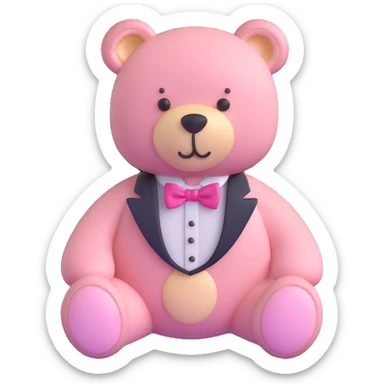 light pink teddy bear with pink bow tie sticker