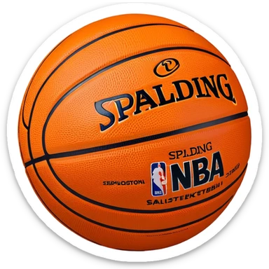 minimalist orange Spalding basketball with simple NBA logo, few colorful lines, clean design sticker