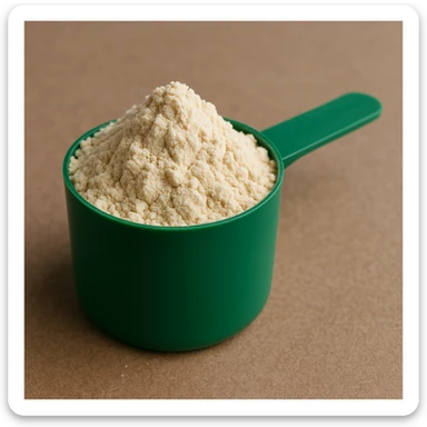 measuring spoon with protein inside sticker