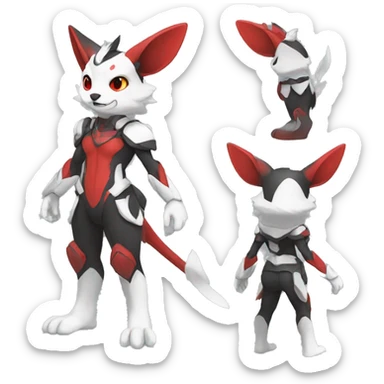 Cute cool black red white animal hybrid Fakemon full body sticker