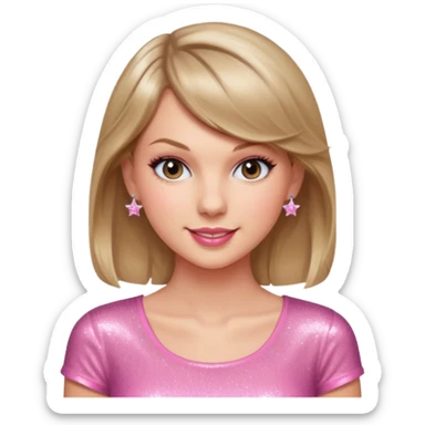 Taylor Swift smile in a sparkling pink top sticker