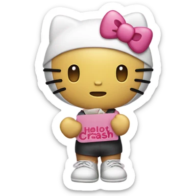 Hello kitty with a sign that says “don’t crash OUT sticker