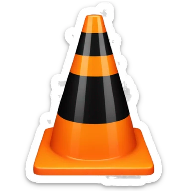 a singular transparent backround black traffic cone sticker