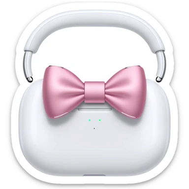 airpods max in white with pink bows sticker