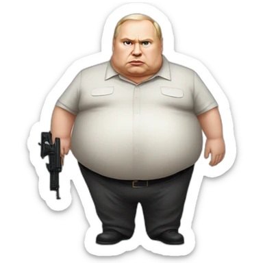Vladimir Poutine morbidly obese Shooting nobody, full body sticker