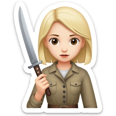 youth chick with a knife sticker