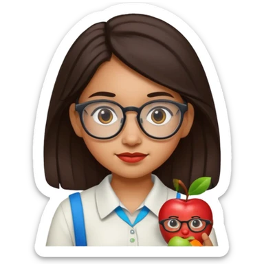 Guatemalan Girl with nerd Glasses and Apple in hand sticker