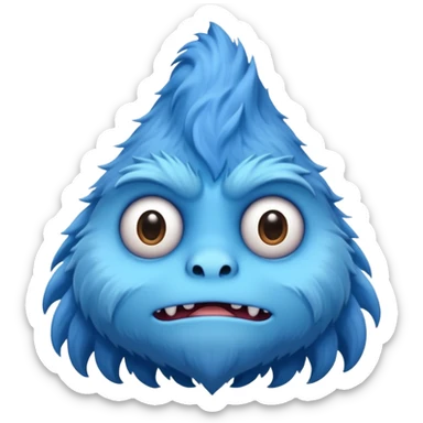 A skinny and lanky tall blue furry monster with a slightly triangular head put the top having a small curve going inward  sticker