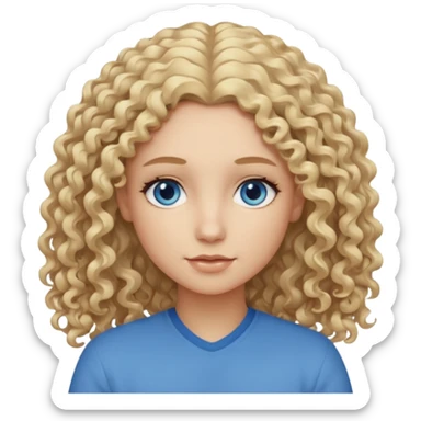 Curly blond blue eyes. Long hair cool beige blond. Longer hair beige ash blonde. sticker