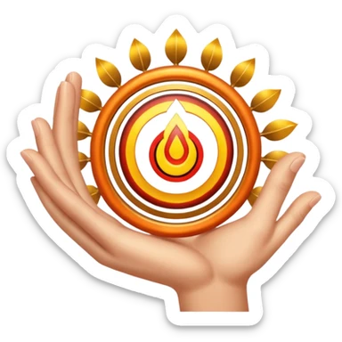 Make a emoji in which a finger taking sudarshan chakra sticker