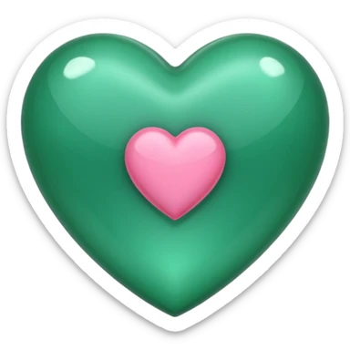 emerald heart with one mini pink heart inside of it  sticker
